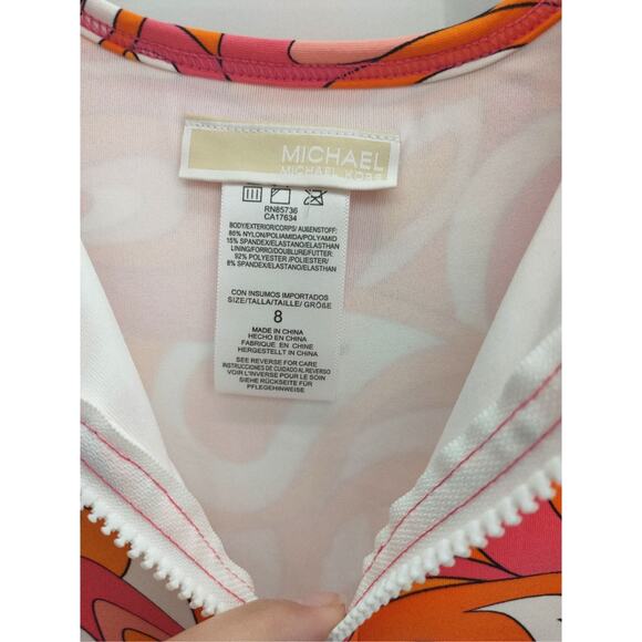 Michael Kors Swimsuit One Piece Zip Front Retro Long Sleeve Sz 8 NWT - Picture 3 of 5